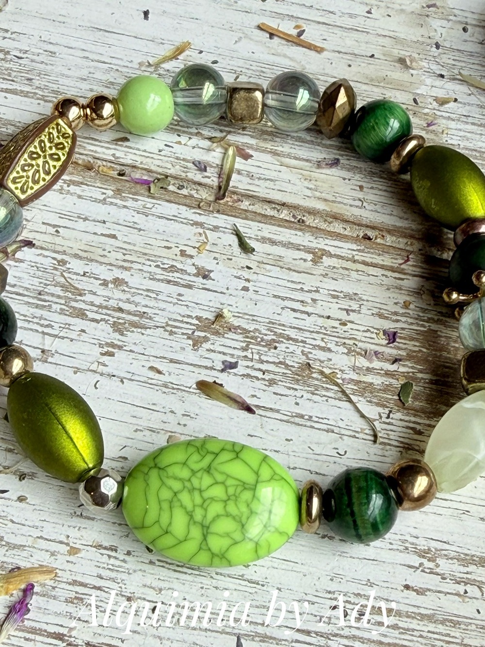 Green gemstones Beaded Stretch Bracelet